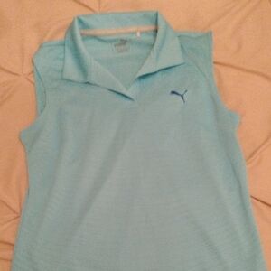 Puma Blue Sleeveless Polo Fitted Tank
